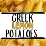 Photo collage with Greek potatoes.