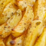 Close up image of greek potatoes.