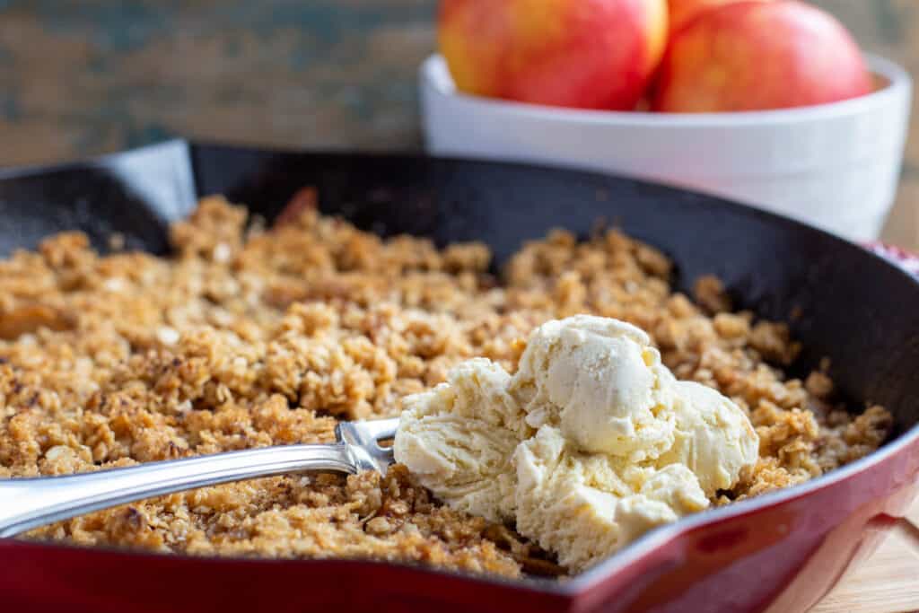Easy Cast Iron Skillet Apple Crisp Recipe She's Not Cookin'