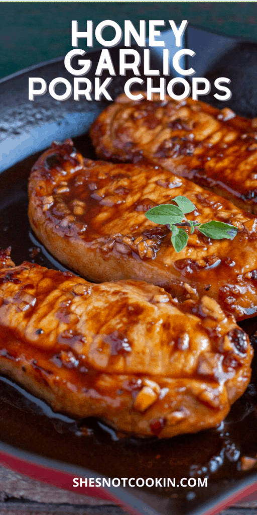 Easy Honey Garlic Pork Chops | She's Not Cookin'