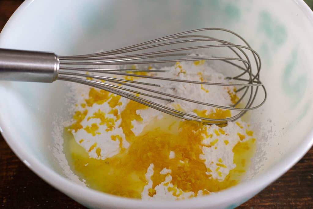 Process photo of the icing being mixed.