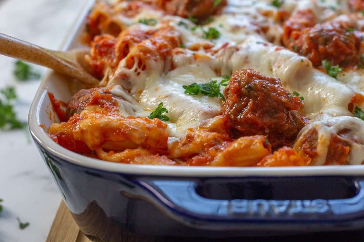 Baked Ziti with Meatballs She's Not Cookin'