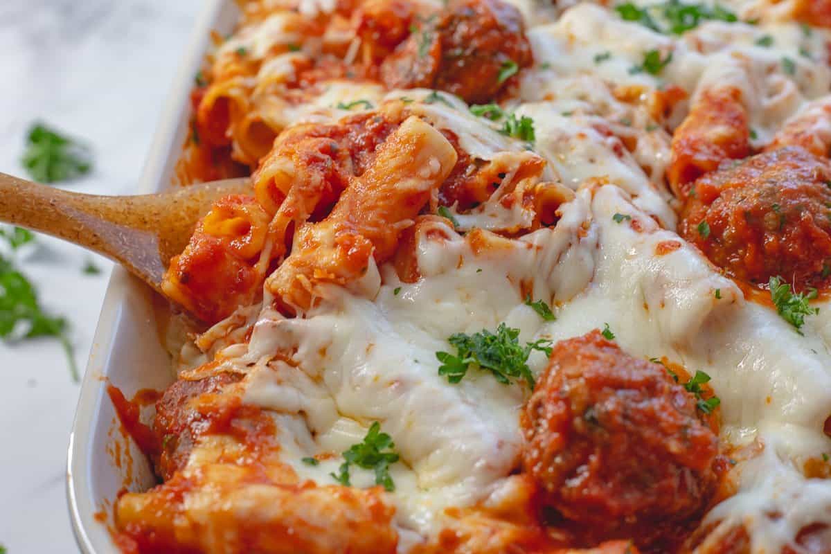 Baked Ziti with Meatballs She's Not Cookin'