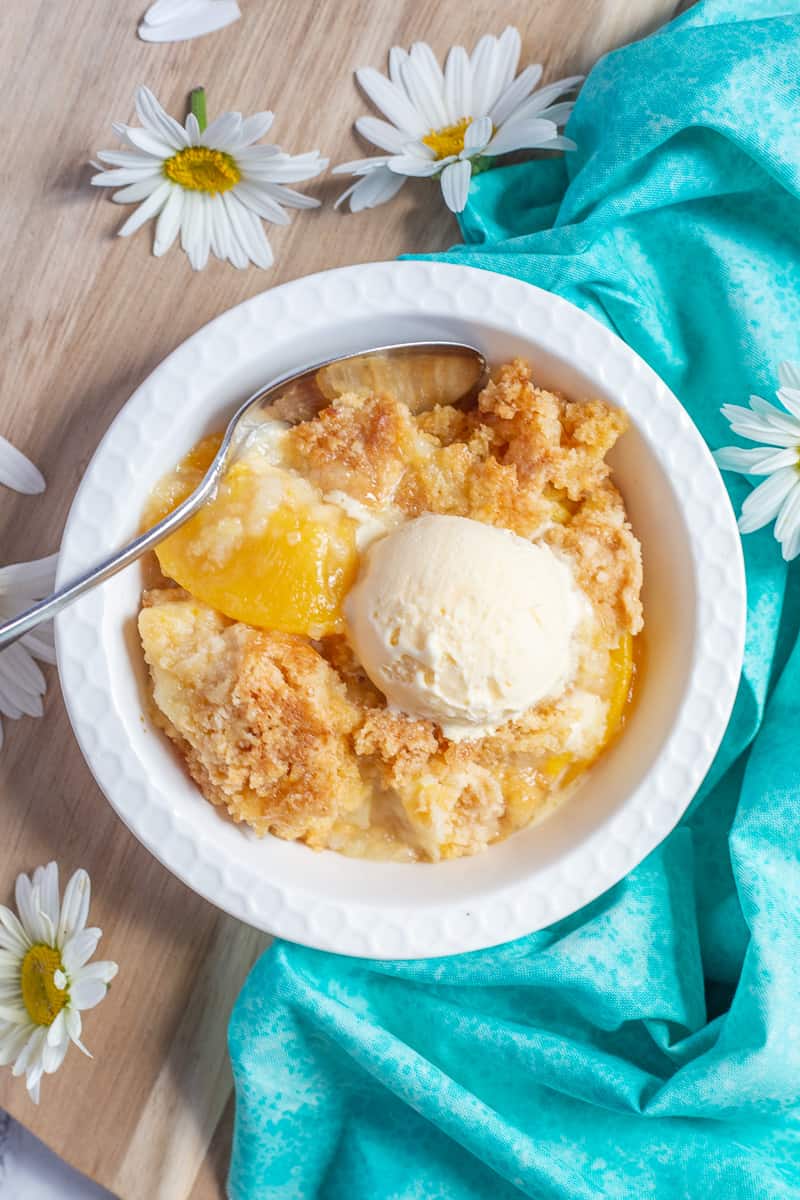 Peach Cobbler with Cake Mix | She's Not Cookin'