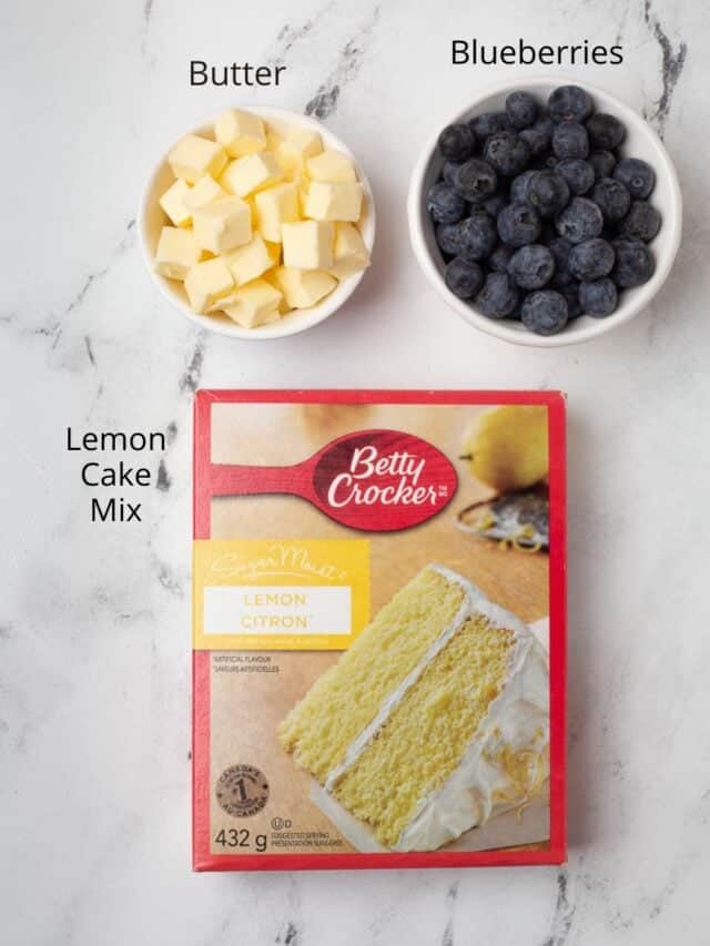 3 Ingredient Lemon Blueberry Dump Cake | She's Not Cookin'