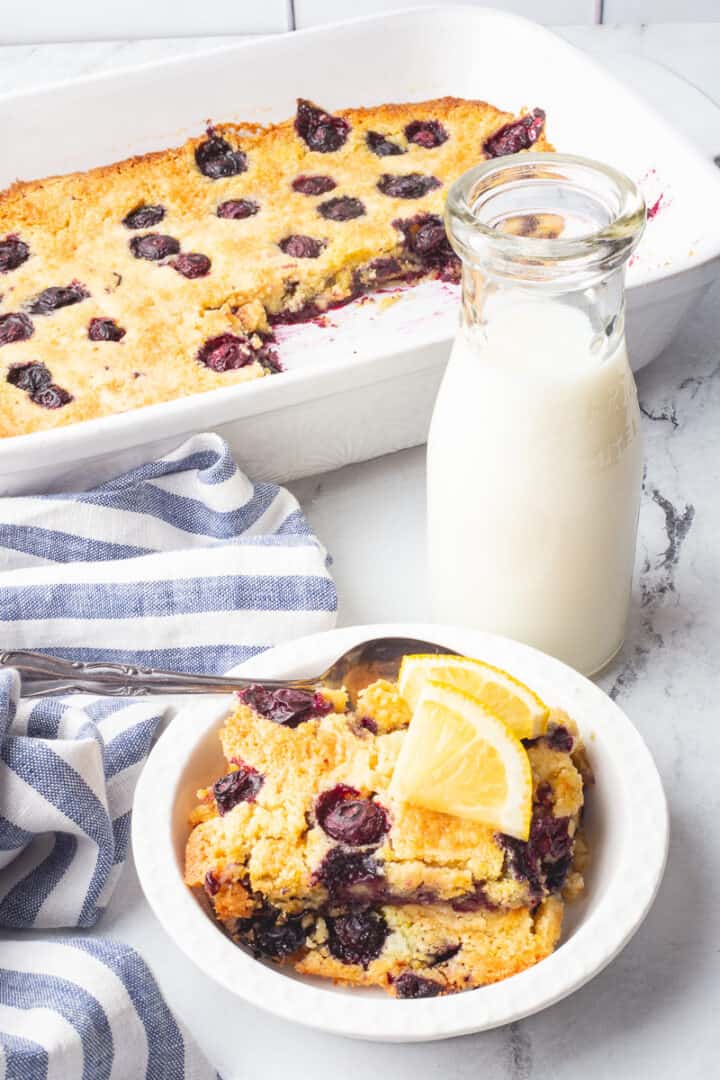 3 Ingredient Lemon Blueberry Dump Cake | She's Not Cookin'