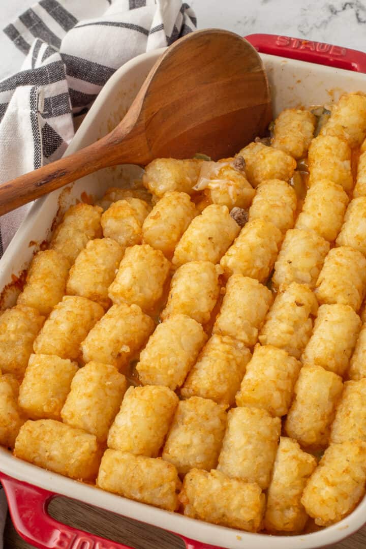 The BEST Green Bean Tater Tot Casserole (with Ground Beef) She's Not