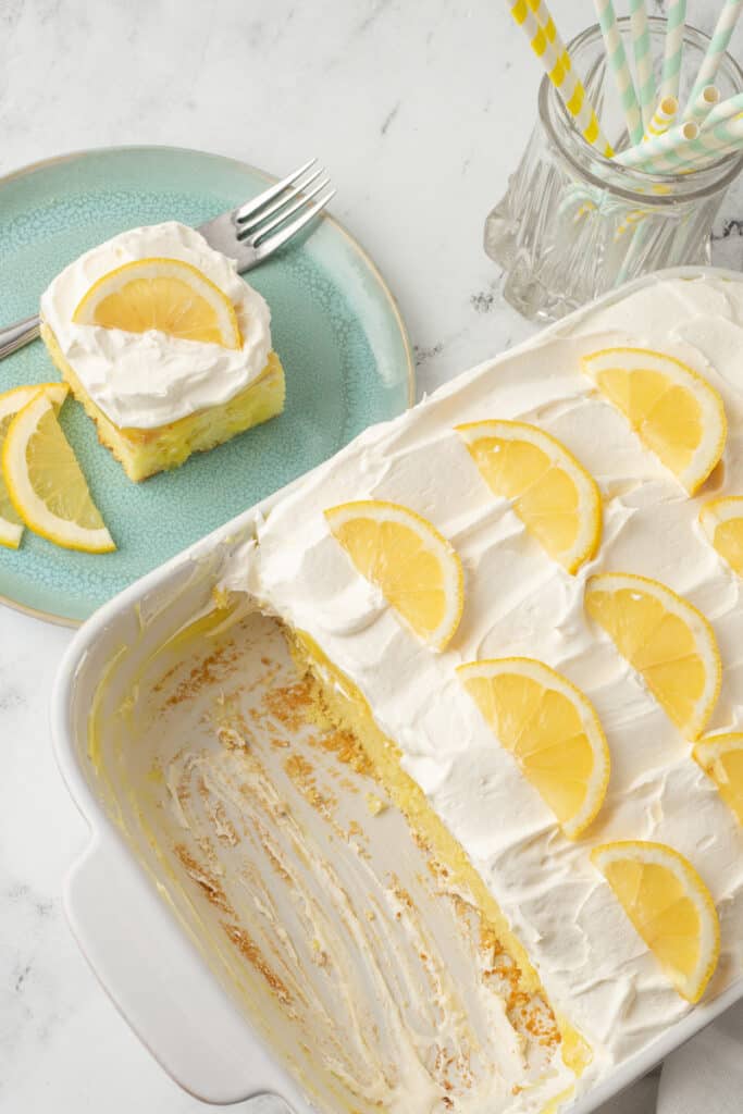 BEST Lemon Poke Cake Recipe (With Jello Pudding) She's Not Cookin'