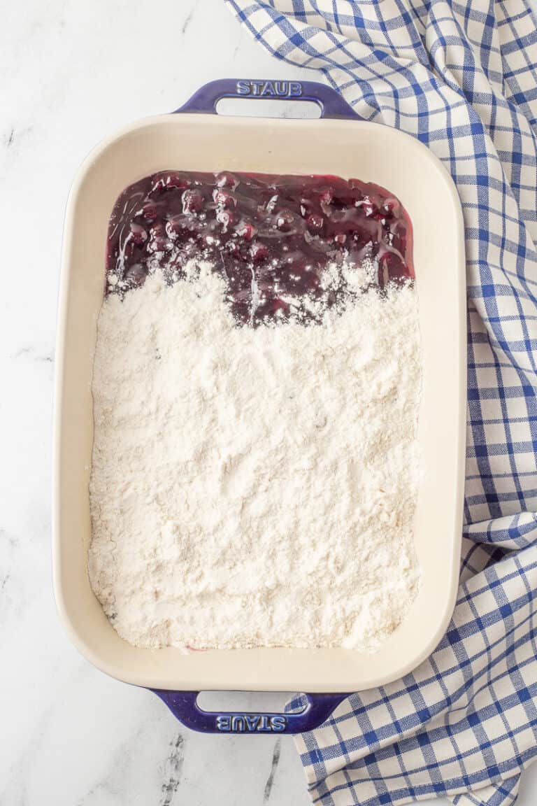 Easy Blueberry Dump Cake Recipe with 3 Ingredients | She's Not Cookin'