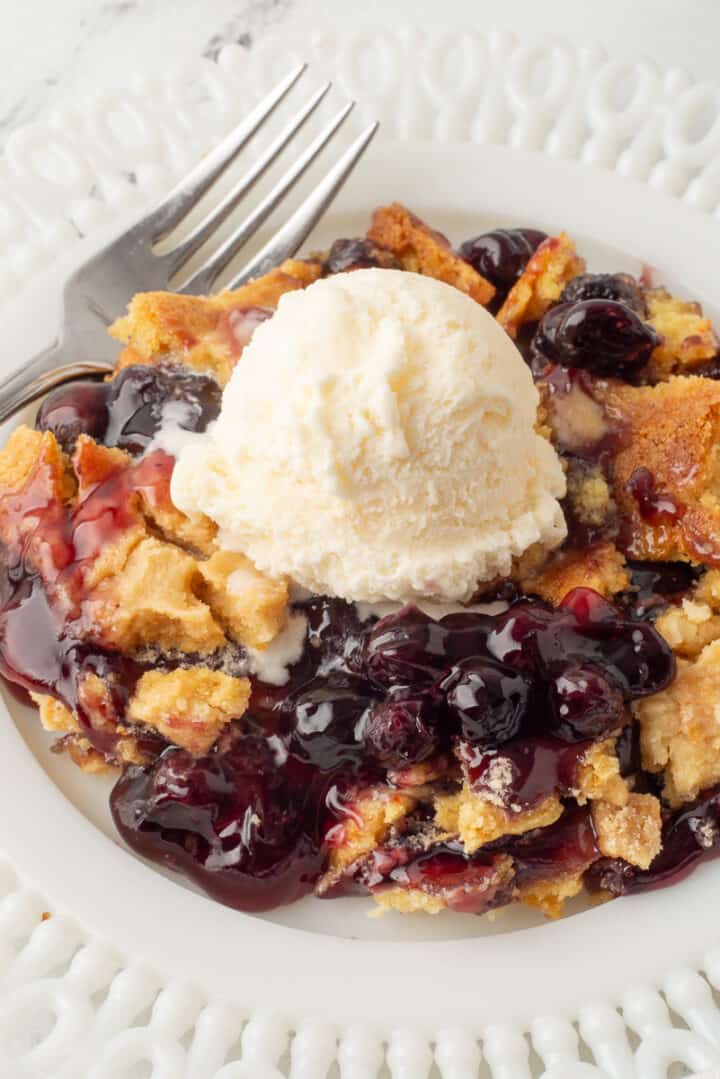 Easy Blueberry Dump Cake Recipe with 3 Ingredients | She's Not Cookin'