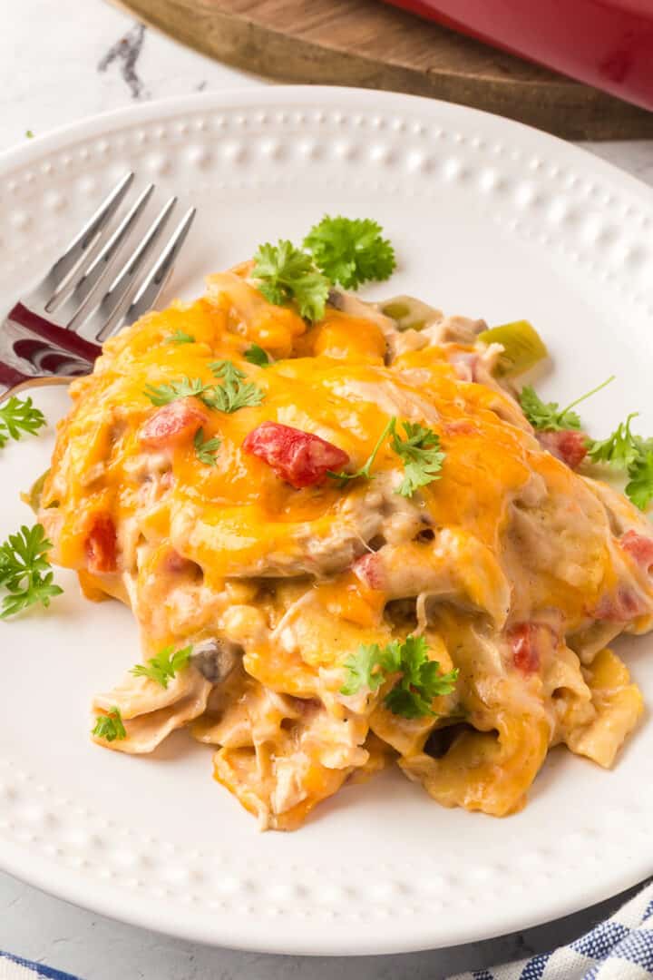 Easy King Ranch Chicken Casserole Recipe with Rotel | She's Not Cookin'