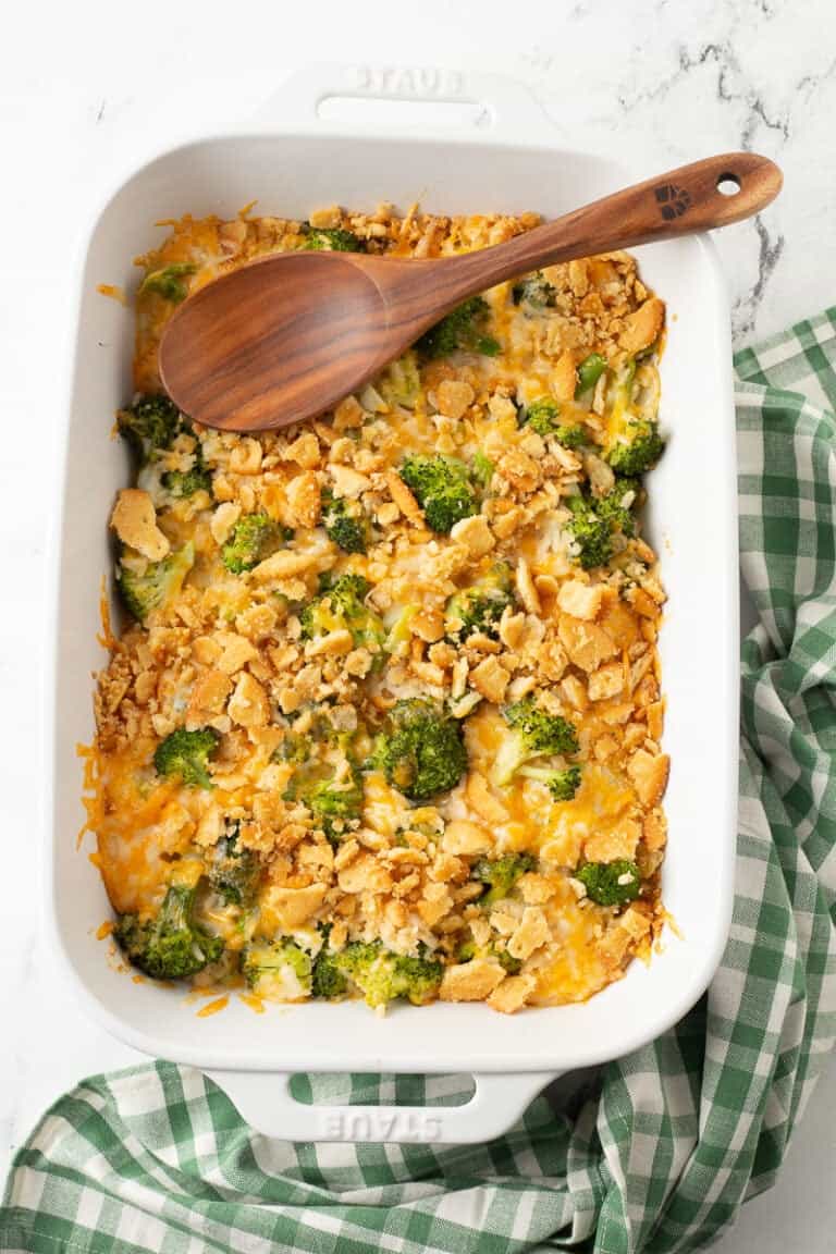 Broccoli Rice and Cheese Casserole (quick & easy recipe) She's Not