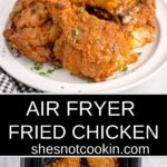 Air fryer fried chicken on a white plate.
