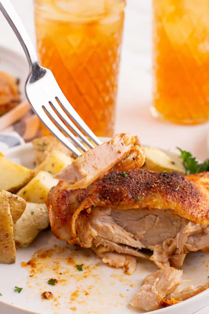 Oven Baked Chicken Thighs (5 minute prep) | She's Not Cookin'