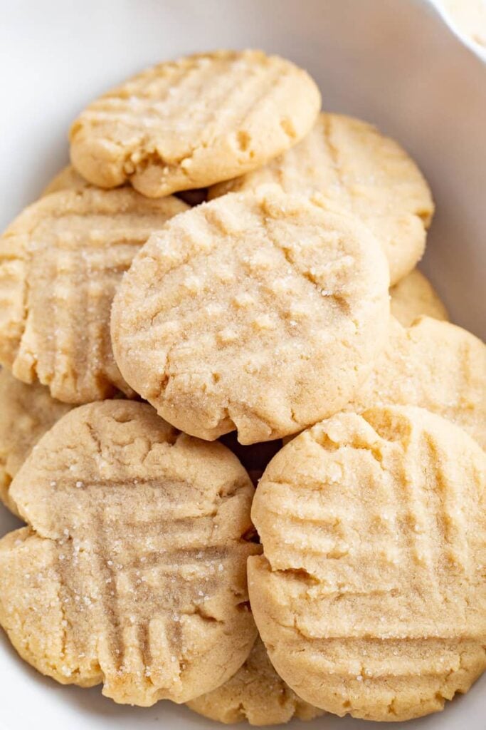 Peanut butter cookies on a plate.