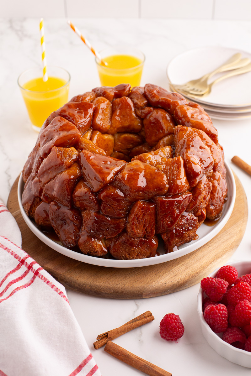 Monkey bread on plate ready to serve.