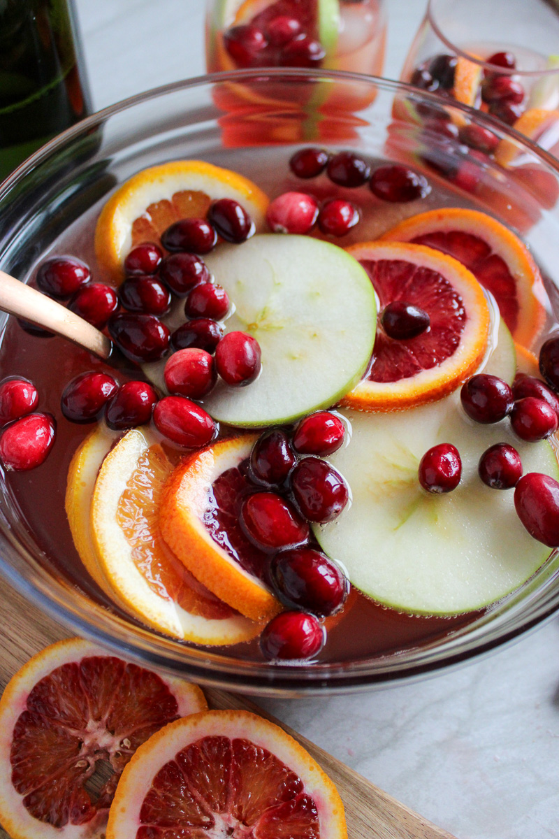 Christmas punch in a glass bowl.