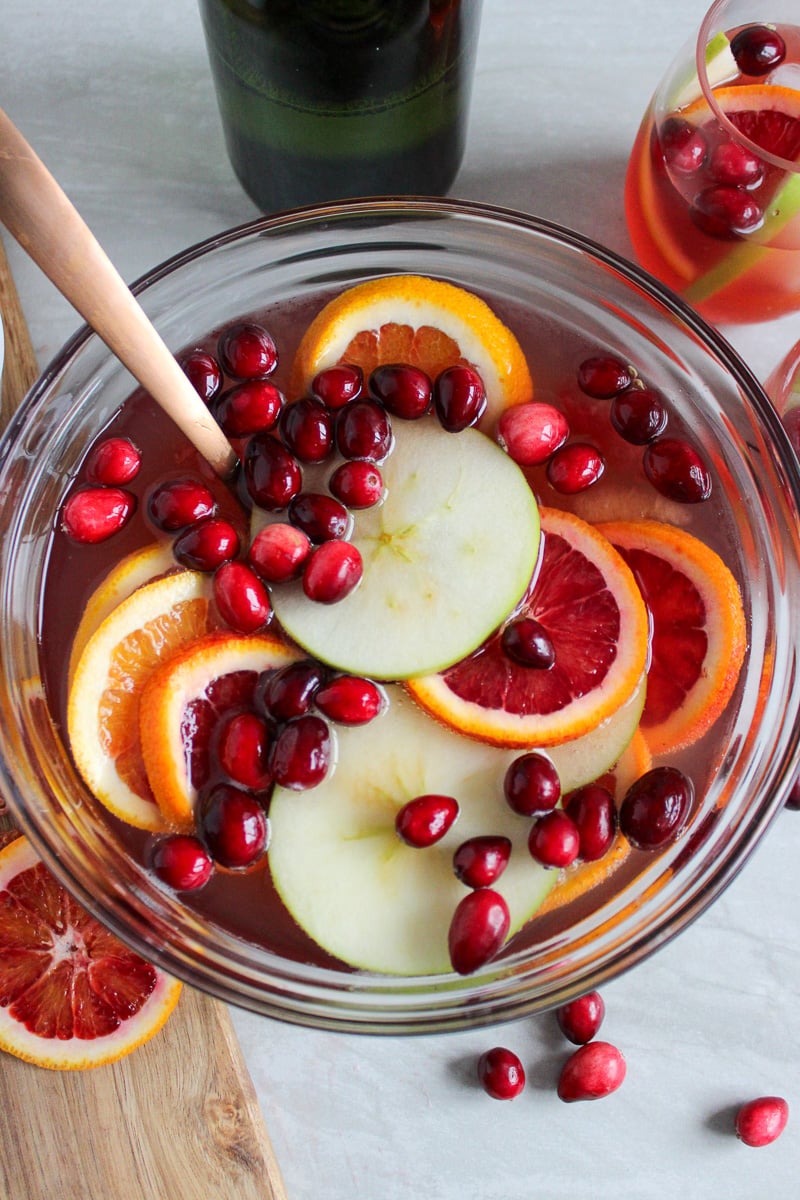Christmas punch in a glass bowl.