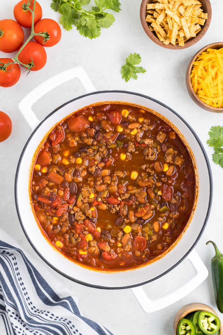 Easy Taco Soup with Ground Beef | She's Not Cookin'