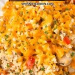 Chicken & rice casserole served on a plate for an easy family dinner.