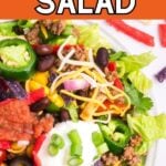 Taco salad on a white plate