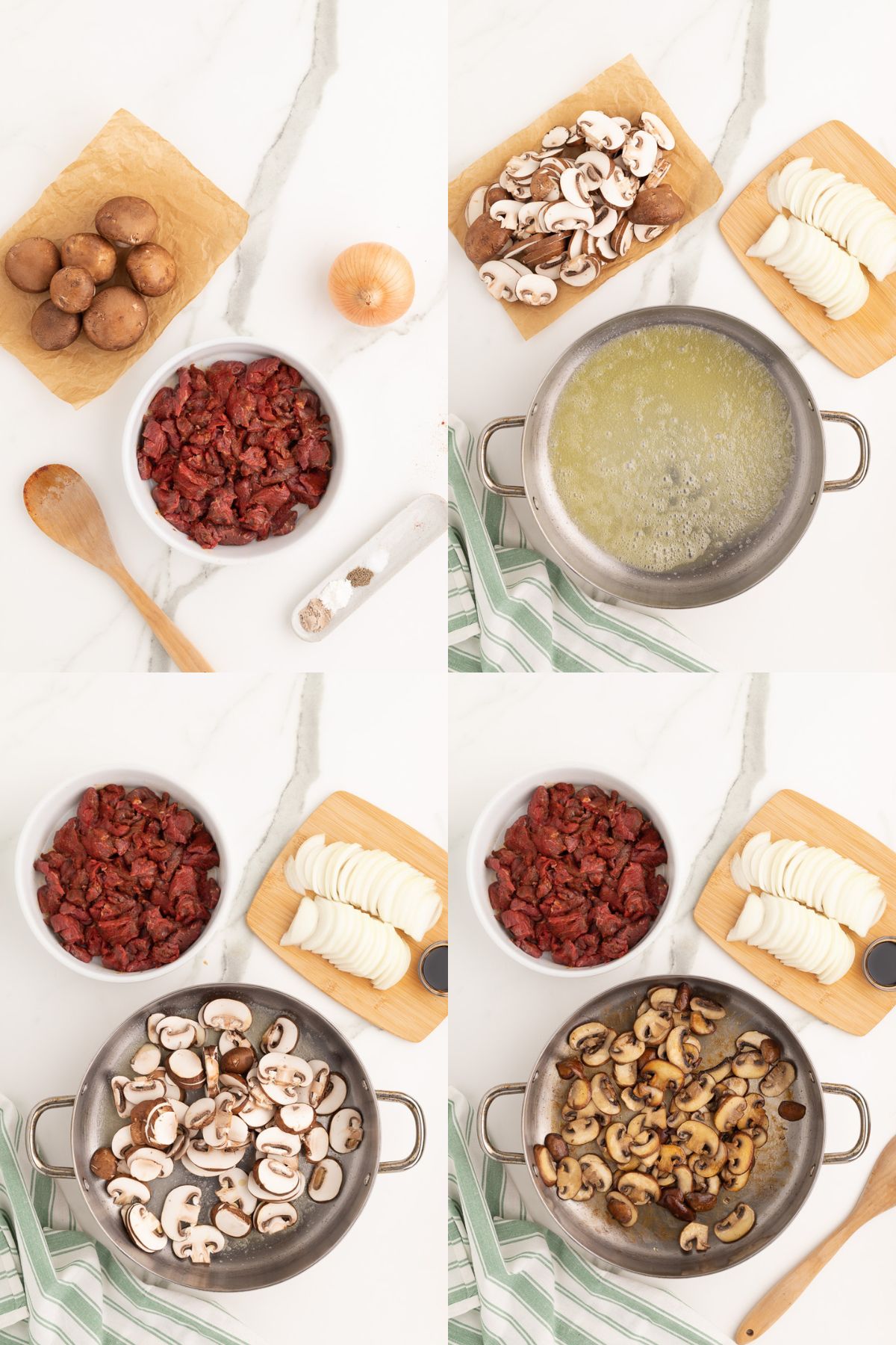 Step by step images for the first part of the recipe.
