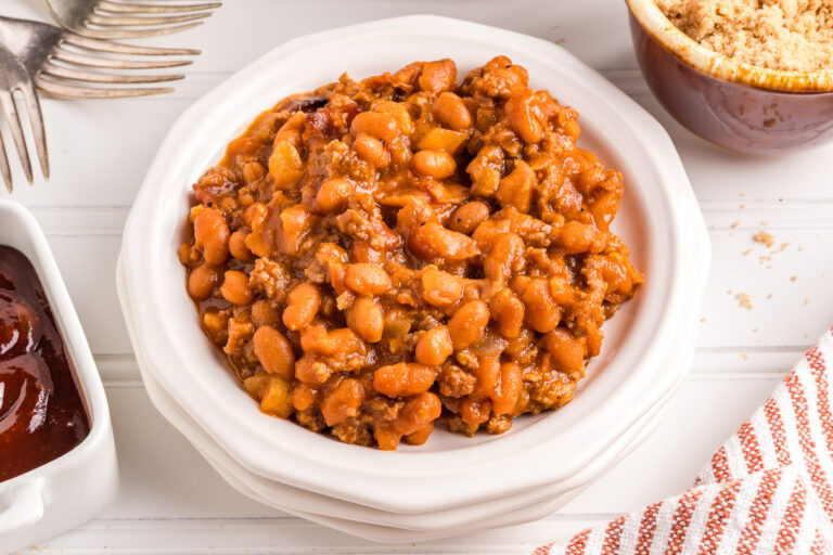 Baked Beans with Ground Beef (Stovetop, Oven, Slow Cooker) | She's Not