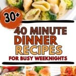 Photo collage with dinner recipes for busy weeknights.