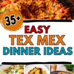 Photo collage with Taco Tuesday dinner recipes.