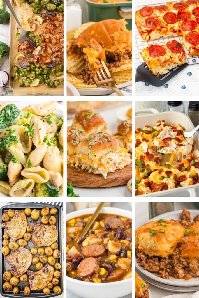 Photo collage with 40 minute dinner ideas.