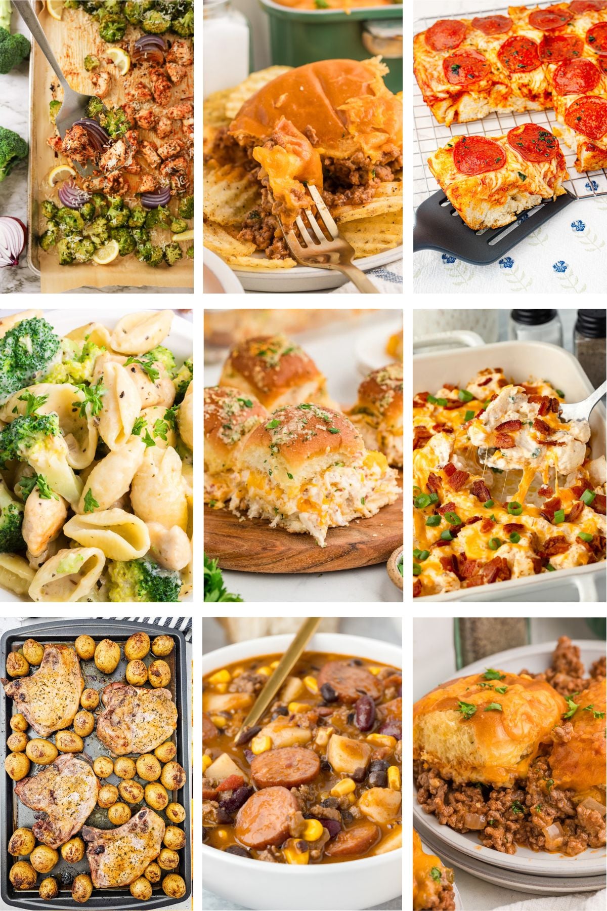 Photo collage with 40 minute dinner ideas for family.