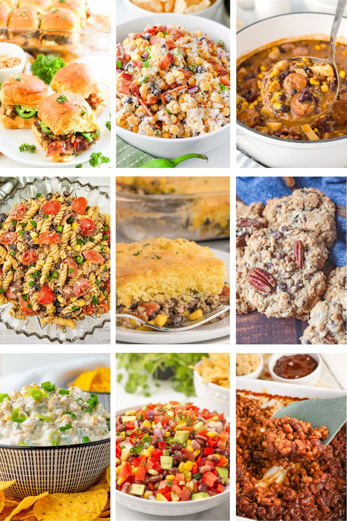 Photo collage with cowboy appetizers, cowboy dinners and cowboy desserts.