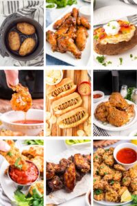 Photo collage with air fryer recipes.