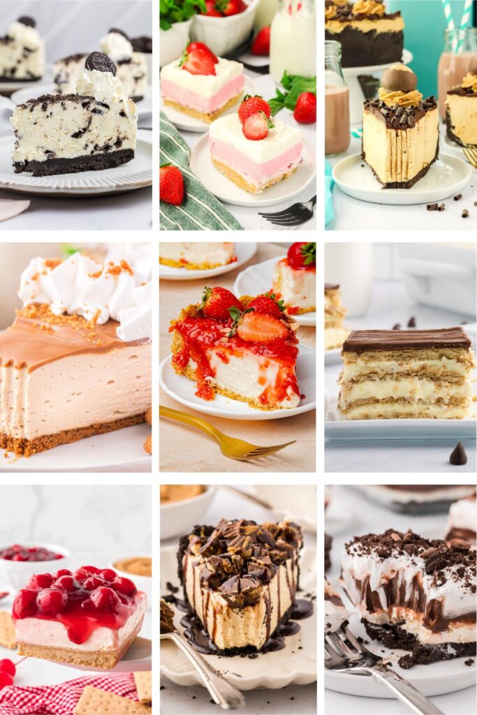 Photo collage with summer party desserts.