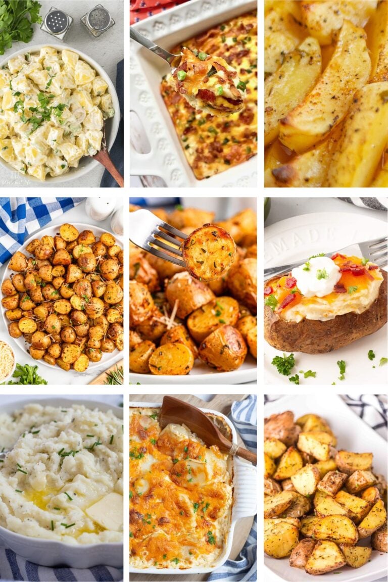 Photo collage with potato recipes.