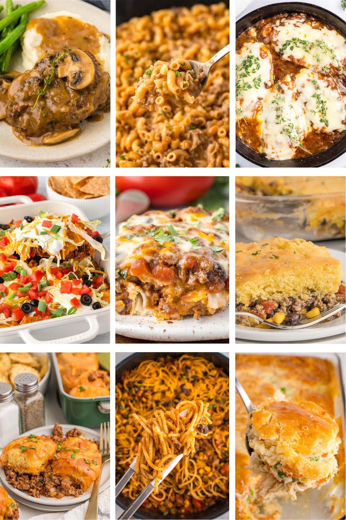 Photo collage with dinner recipes.