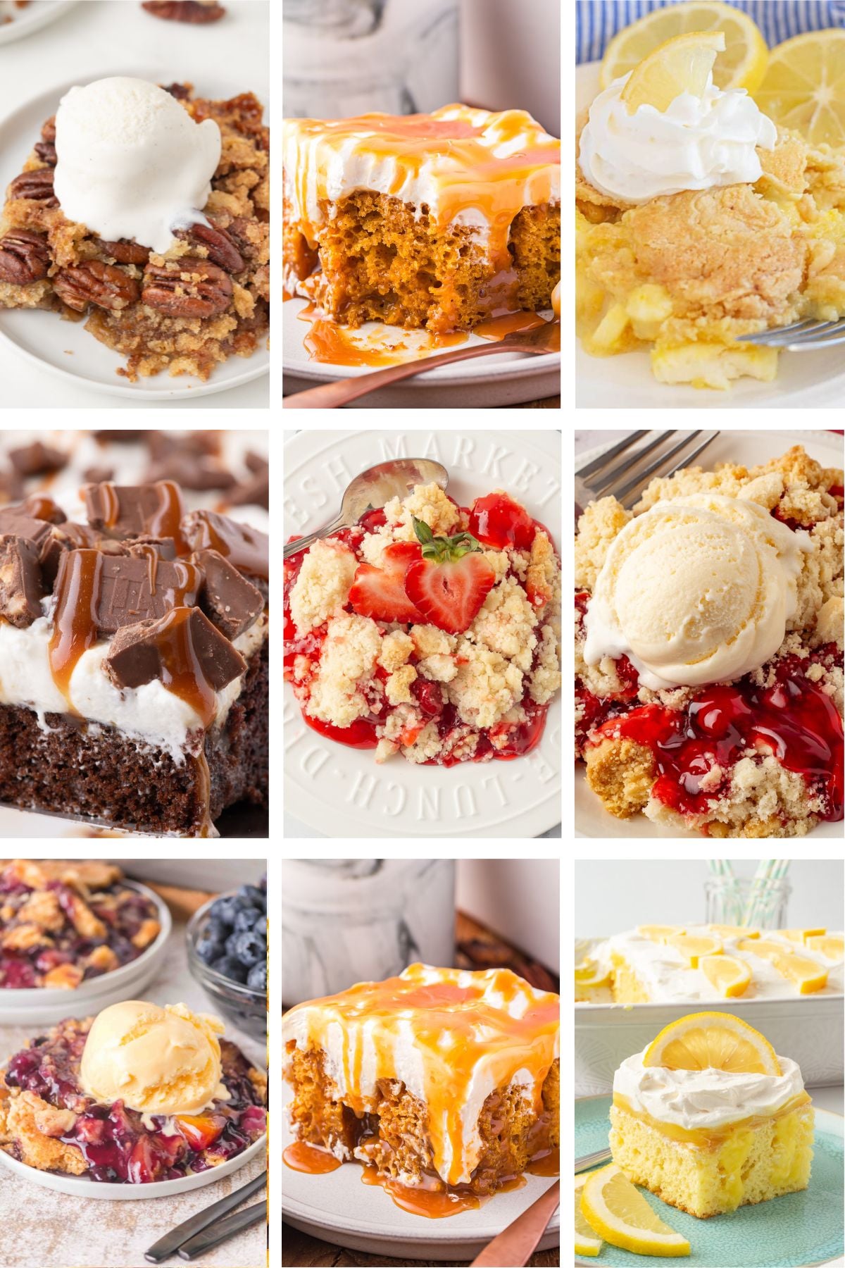 Photo collage with cake mix dessert recipes.