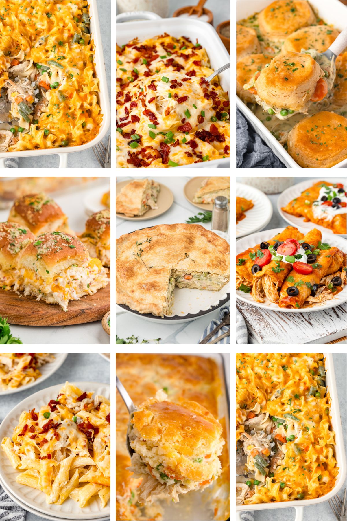 Rotisserie chicken dinner recipes photo collage.