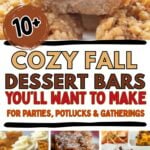 Photo collage with cozy fall dessert bars.