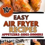 Photo collage with air fryer recipes.