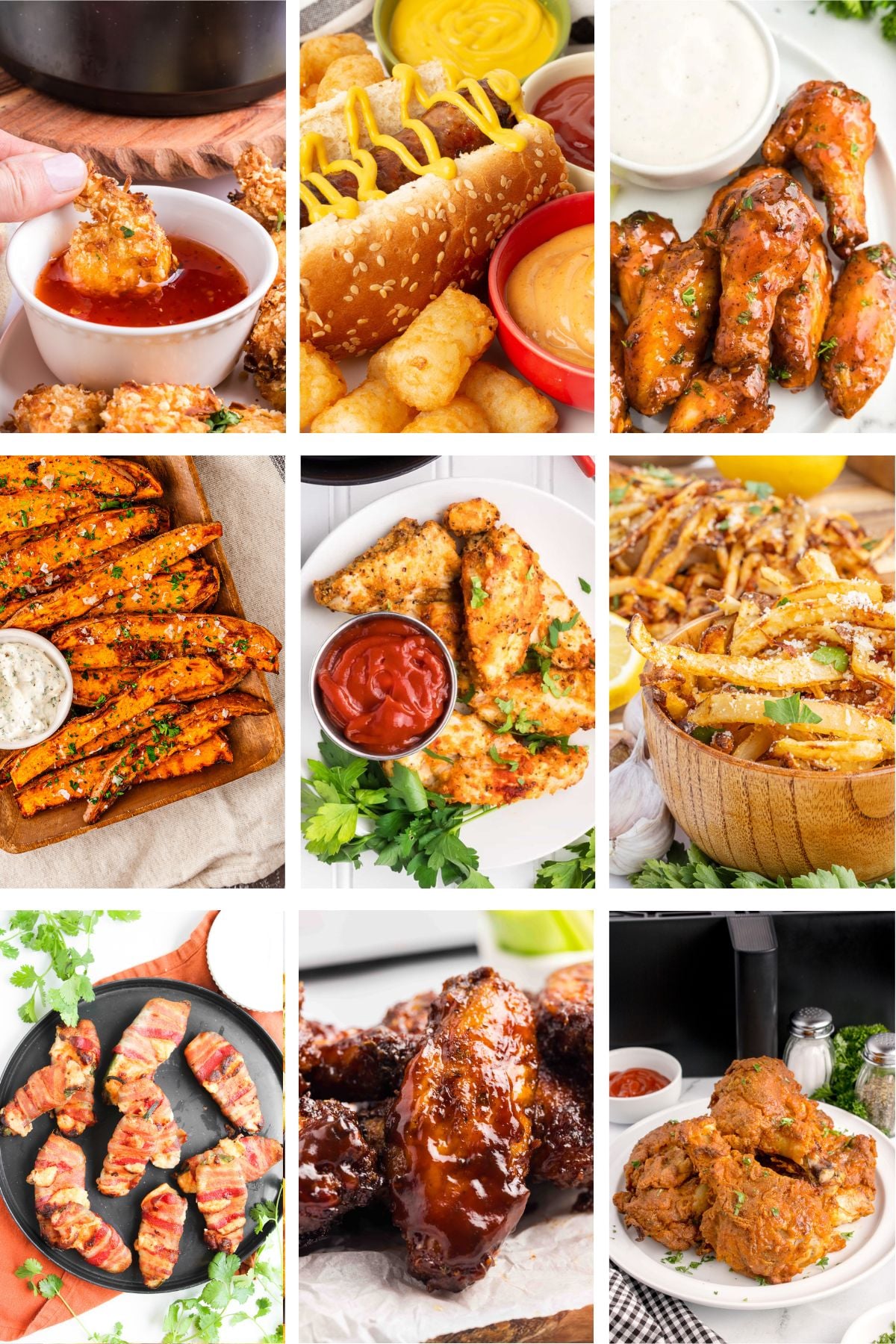 Photo collage with air fryer recipes.