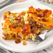 Bacon Egg and Cheese Breakfast Casserole | She's Not Cookin'