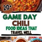 Game day chili recipes photo collage with text overlay.