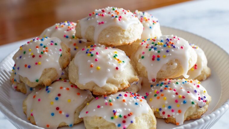 Italian ricotta cookies on a white plate.