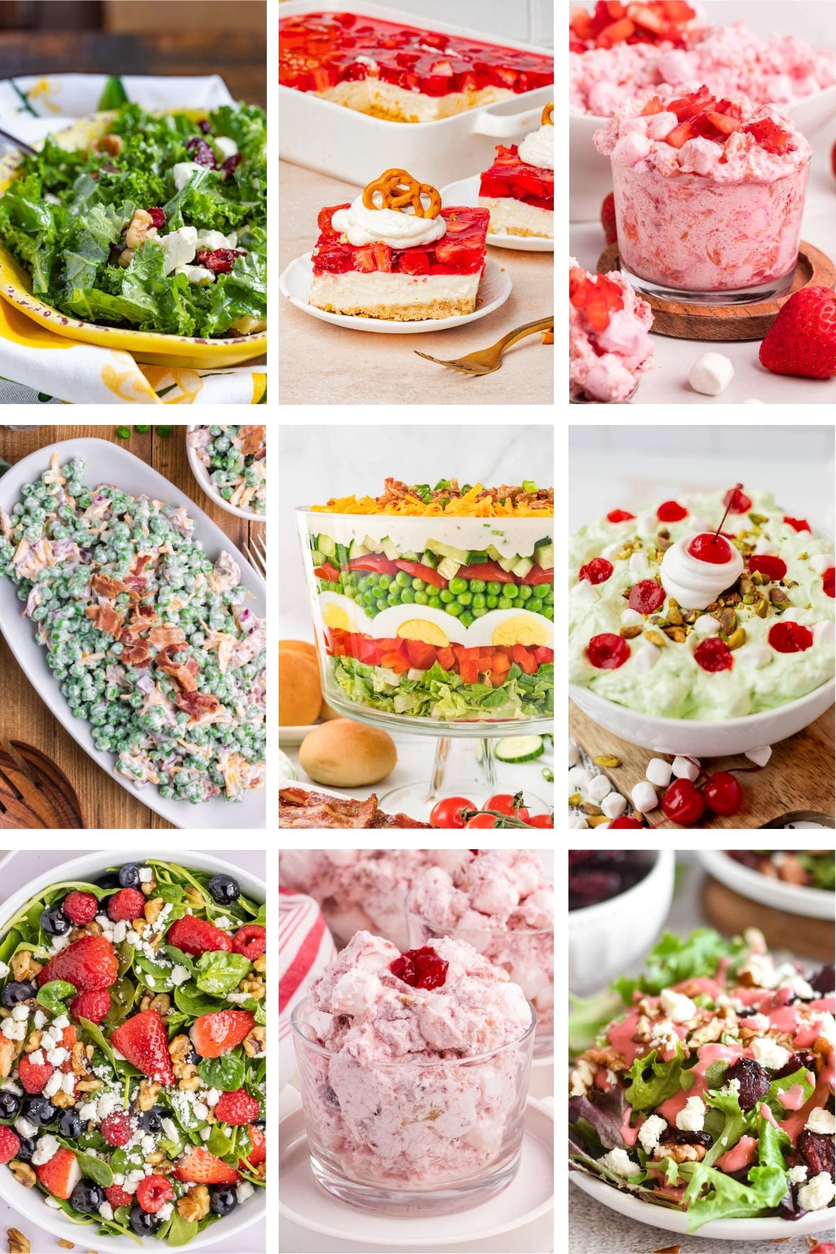 Photo collage with Christmas salad ideas.
