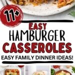 Photo collage with hamburger casserole recipes.