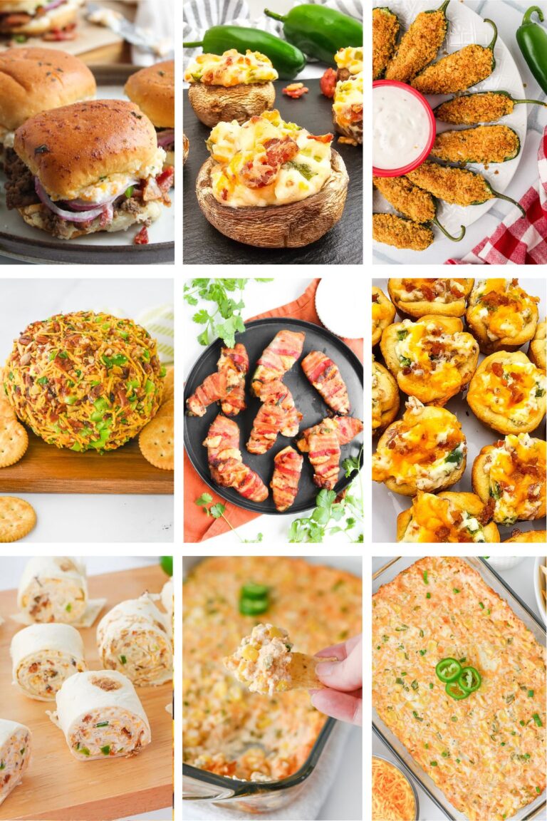 Photo collage with jalapeno popper recipes.
