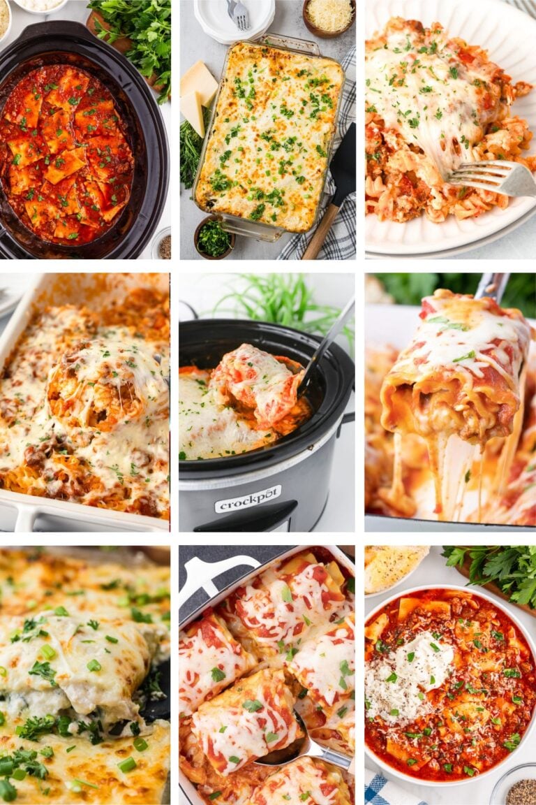 Photo collagle with lasagna recipes.