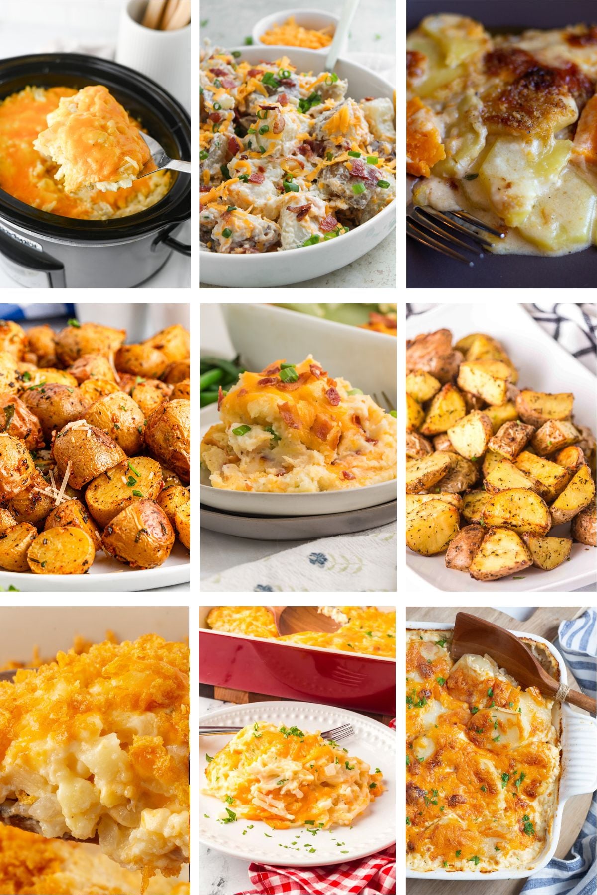 Photo collage with potato side dishes.