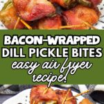 Air fryer dill pickle bites served on a white plate.